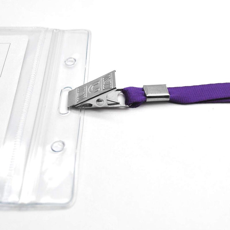 Bird Fiy Purple Lanyards 100 Pack 34" Premium Lanyard Bulldog Clips Bulk Nylon Flat Lanyard with Badge Clip (Purple, 100 Pack) - Image 3